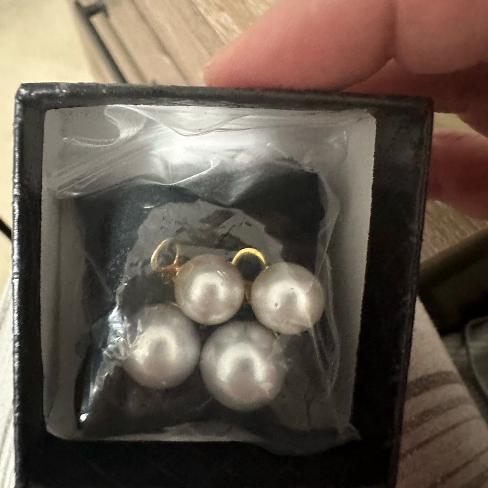 New Authentic South Sea Pearl Drop Earrings - Cream Top & Silvery Blue Bottom - Picture 3 of 4